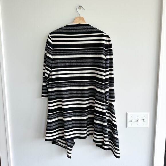 Joseph Ribkoff Asymmetrical Striped Sequin Two-Piece Top Cardigan Set - Picture 2 of 13